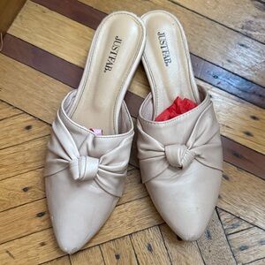 JustFab Women's Beige Knotted Mules